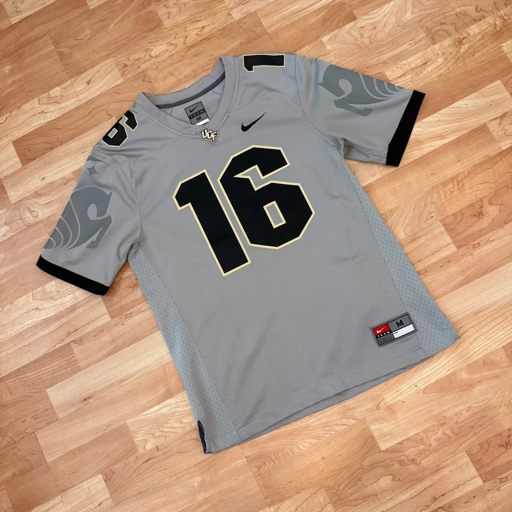 Nike UCF Knights Football Jersey Grey Black Gold Number 16 Mens Medium Pegasus